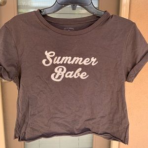 Summer Babe dark gray crop top tee